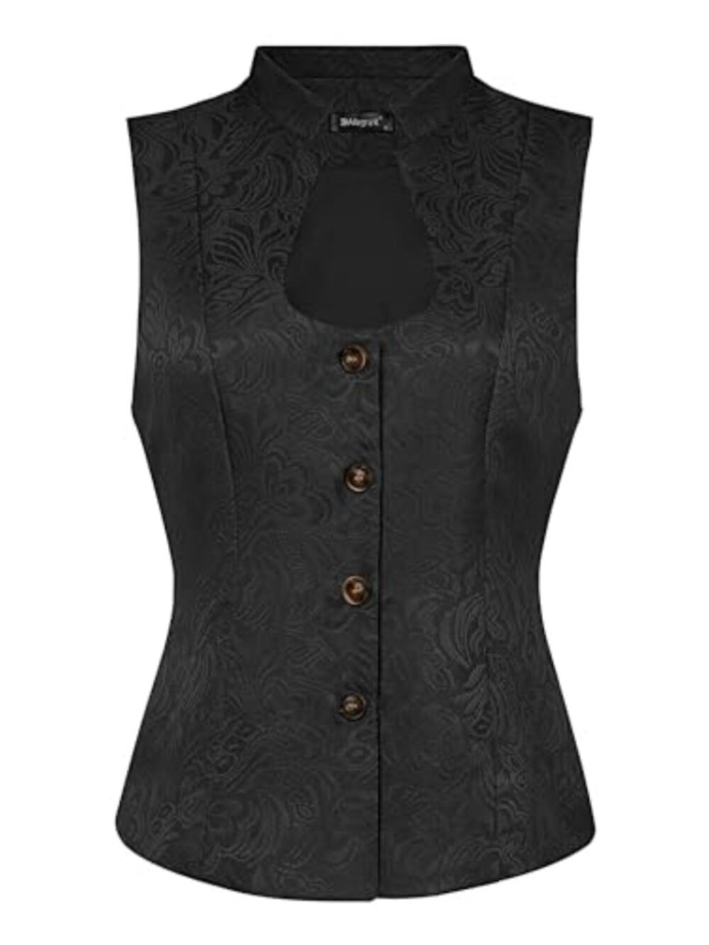 Vintage Steampunk Jacquard Sleeveless U Neck Vest Women Waistcoat
